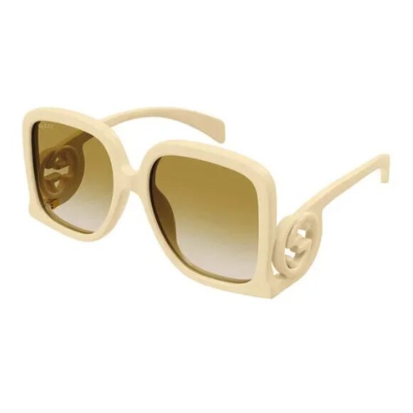 NEW GUCCI GG1326S 002 SQUARE WOMEN NUDE OVERSIZED SUNGLASSES - Picture 2 of 9